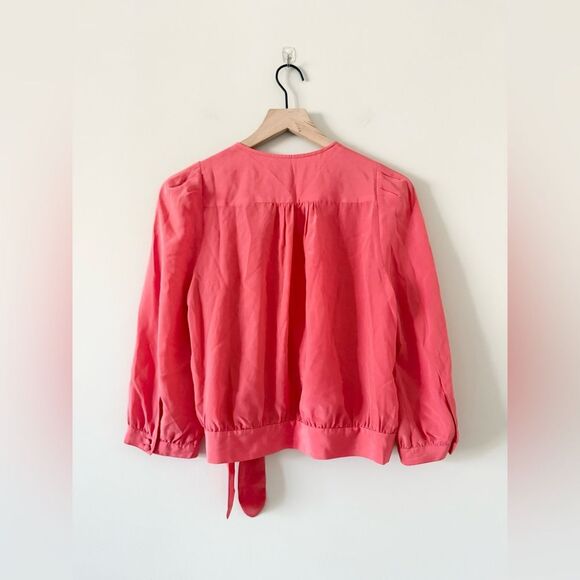 Madewell Silk Wrap Blouse in Watermelon Pink Size M - Picture 6 of 6